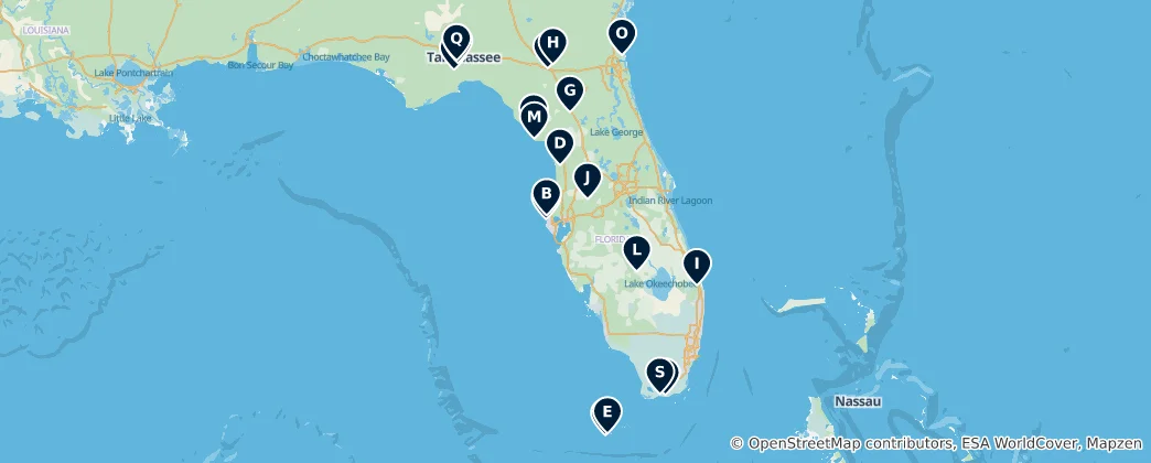 Mappa di Florida's Natural Wonders
