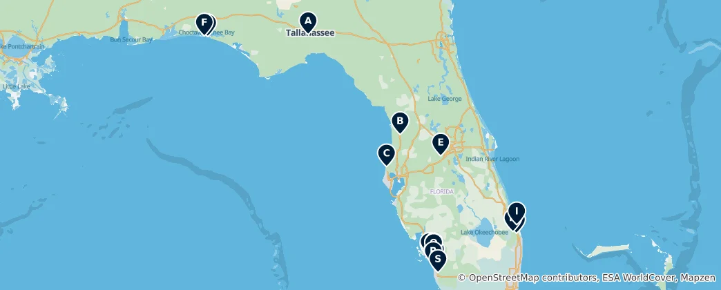 Karte von Florida's Top Golf Courses