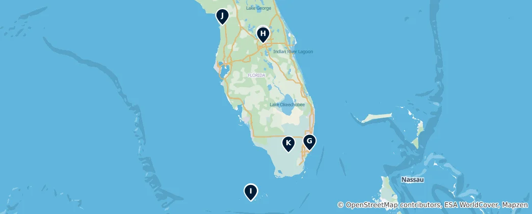 Mappa di Florida's Unmissable Treasures
