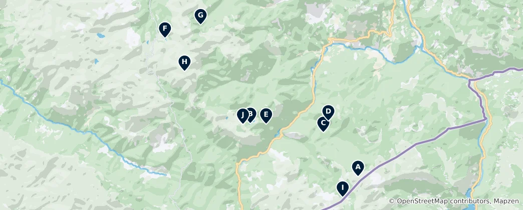 Mapa De Sutjeska National Park Highlights