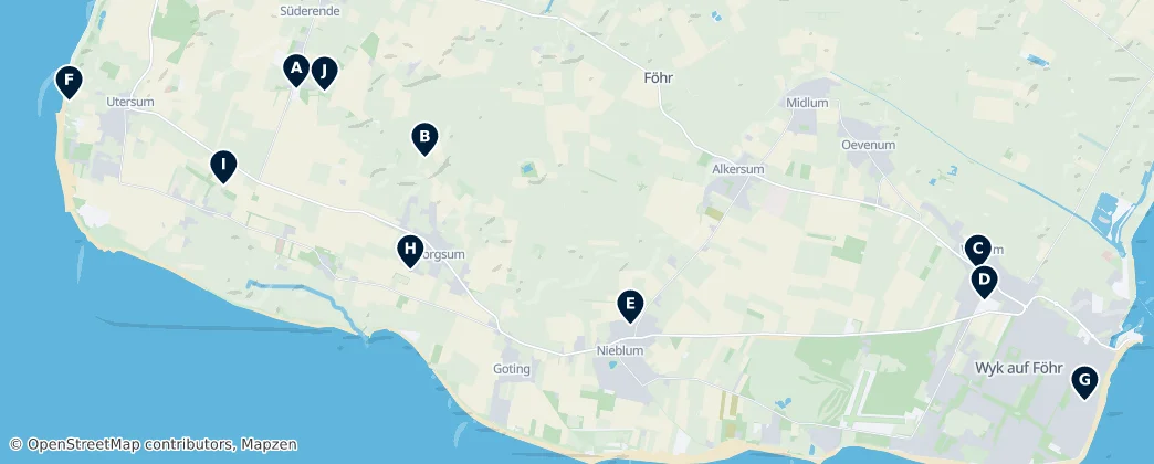 Historic Sites on Föhr — Mapa
