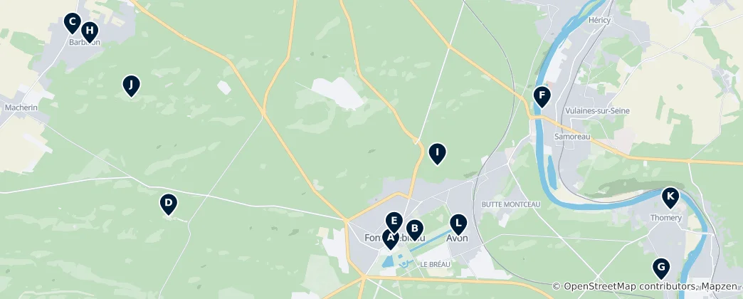 Map of Fontainebleau Highlights
