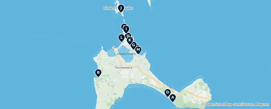Mappa di Formentera's Best Beaches