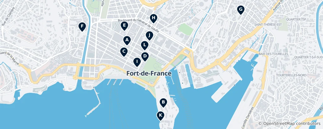 Mapa Martinique Heritage Sites