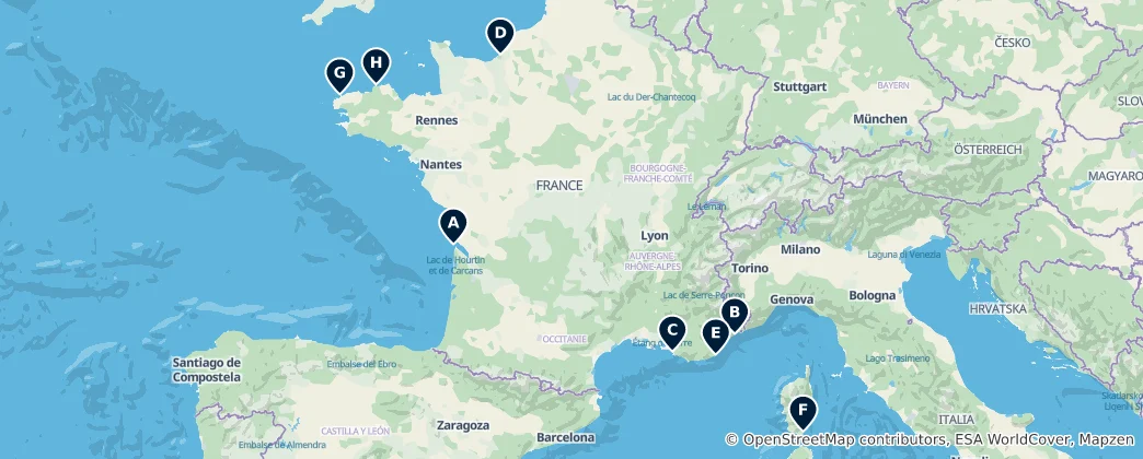 Mapa De Iconic Coastal Landmarks