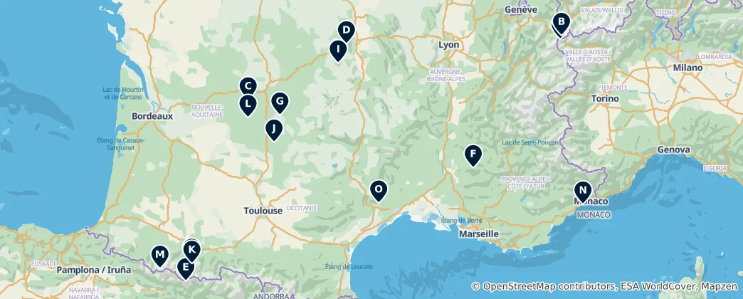 Map of Natural Wonders of France