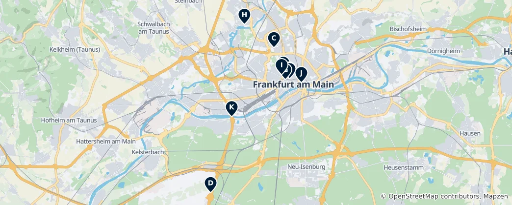 Karte von Frankfurts unumgängliche Schätze