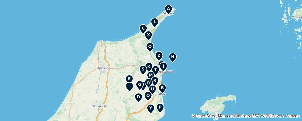 Mapa Danish Churches and Chapels