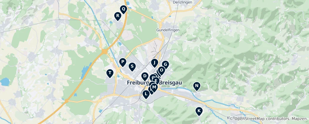 Karte von Historic Churches of Freiburg