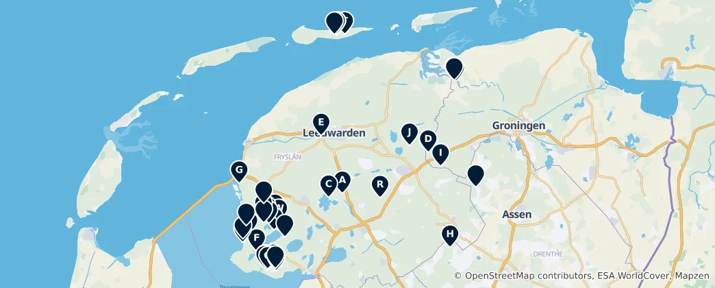 Map of Unique Stays and Campsites