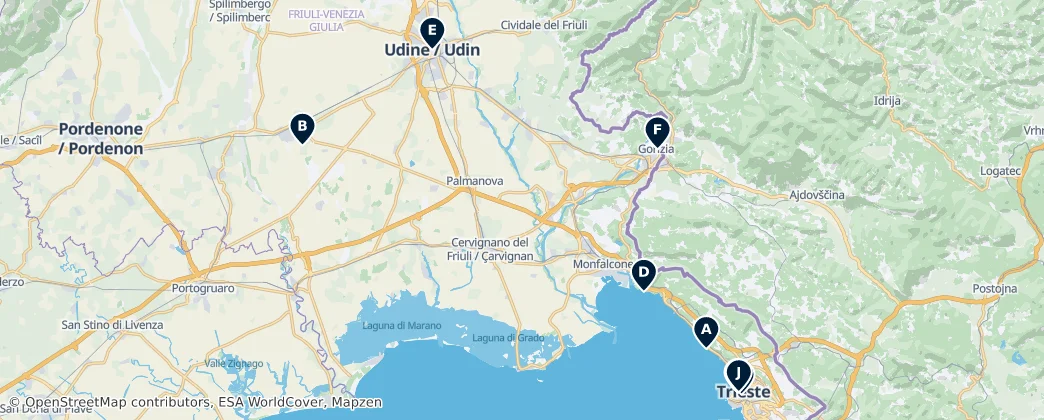 Map of Castles and Palaces of Friuli-Venezia Giulia