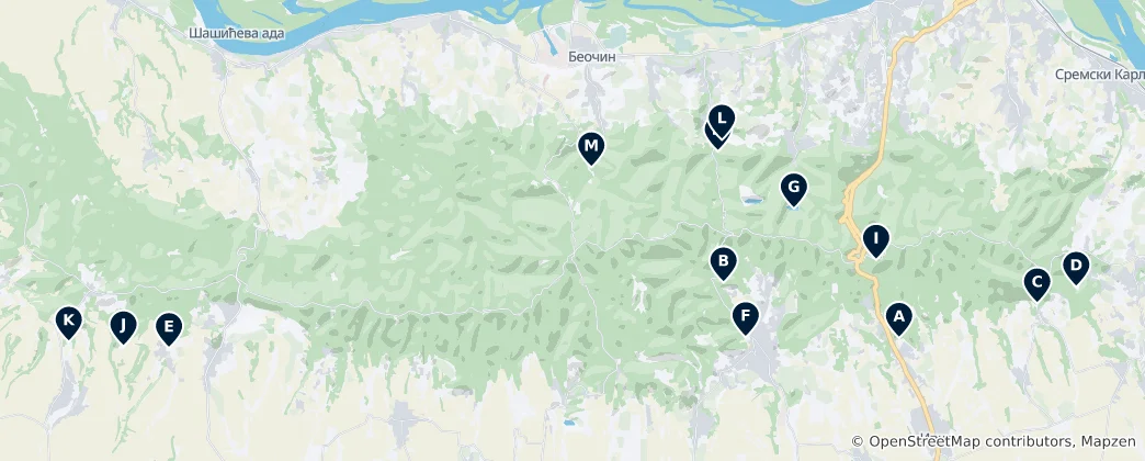 Mapa Fruška Gora National Park Essentials