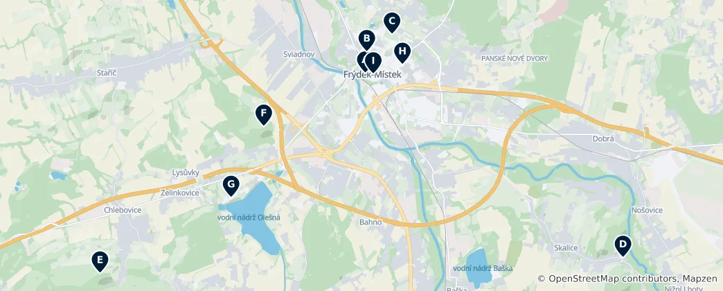 Map of Frýdek-Místek Essentials