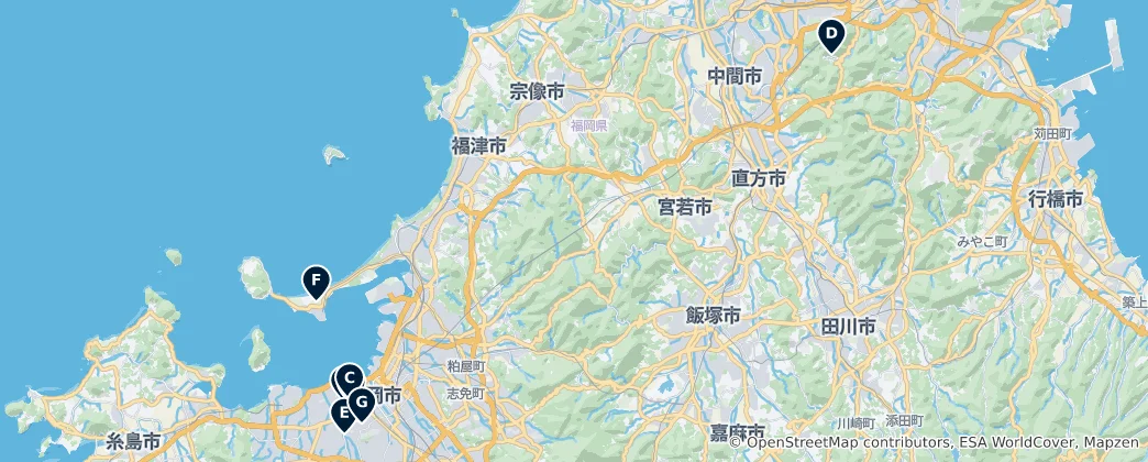 Mapa de Fukuoka Parks & Gardens