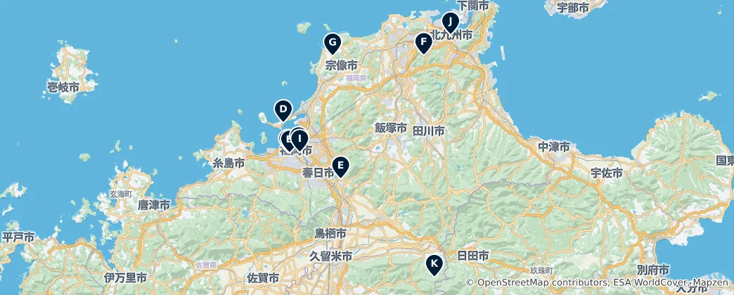 Mapa de Fukuoka Prefecture Unmissables