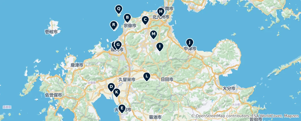 Mapa Historical Sites of Japan