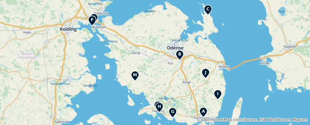 Karte von Archaeological Sites in Funen