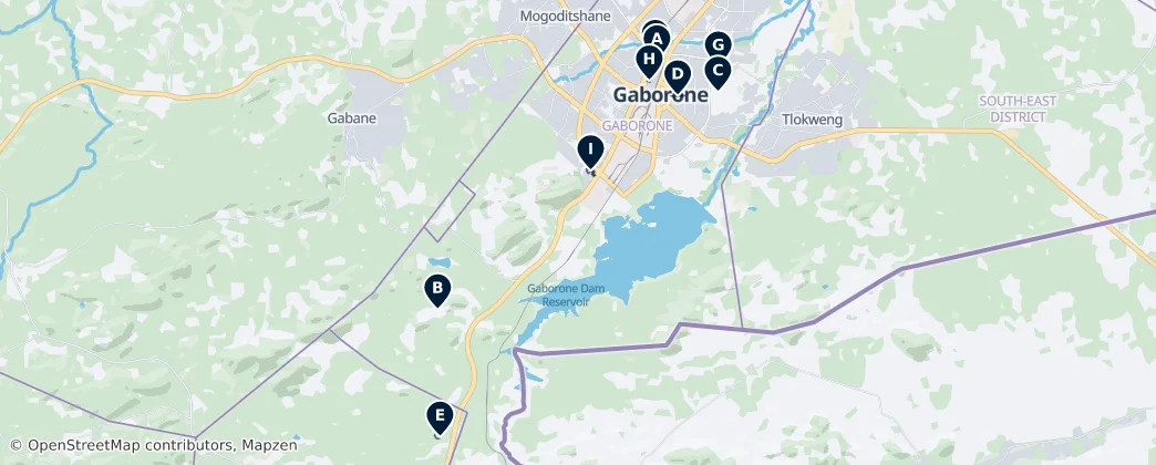 Gaborone Essentials — Mapa