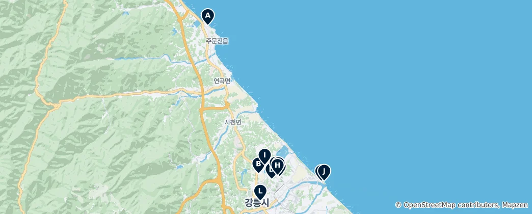 Mappa di Gangneung Must-Sees