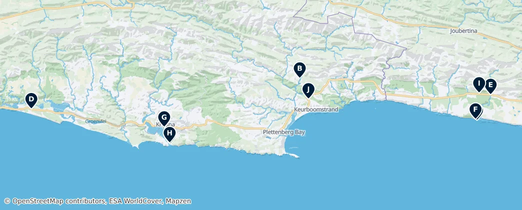 Mapa Garden Route National Park Essentials
