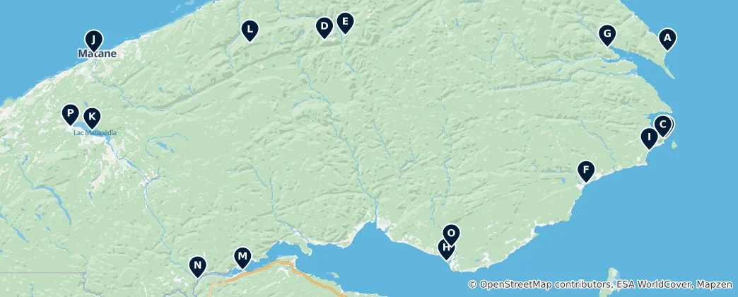 Mapa Gaspé Peninsula Essentials