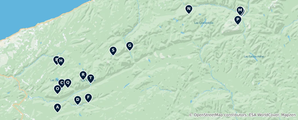 Map of Wilderness Huts & Shelters