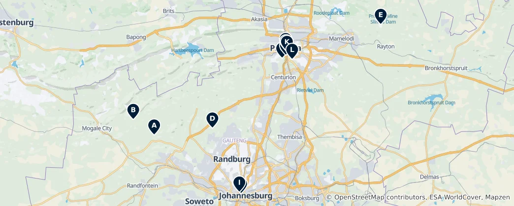 Karte von Gauteng Essentials