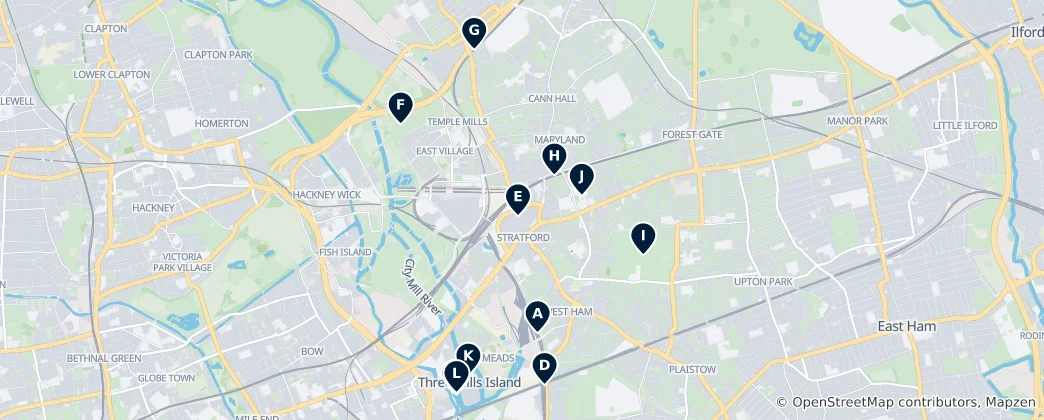 Mappa di Stratford's Essential Landmarks