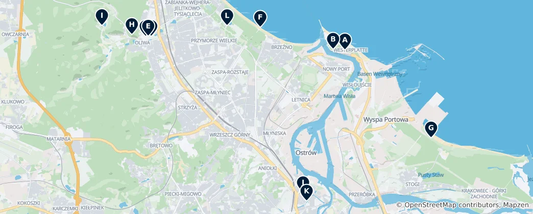 Mapa Nepřehlédnutelné poklady Gdaňsku
