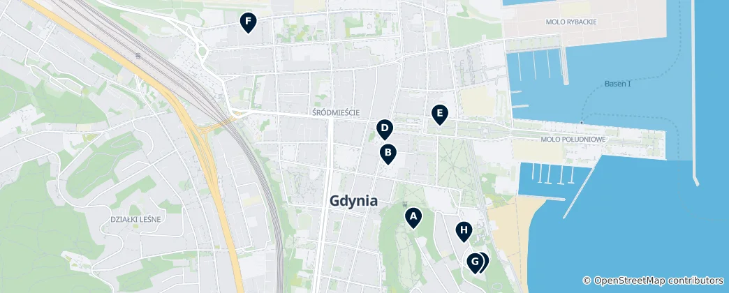 Map of Gdynia Heritage Trail