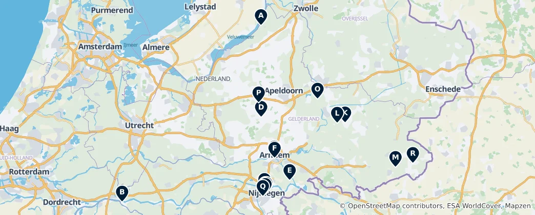 Carte de Historical Landmarks of Gelderland