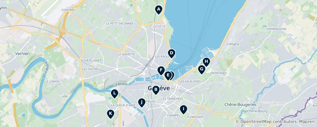 Mapa Geneva's Parks & Gardens