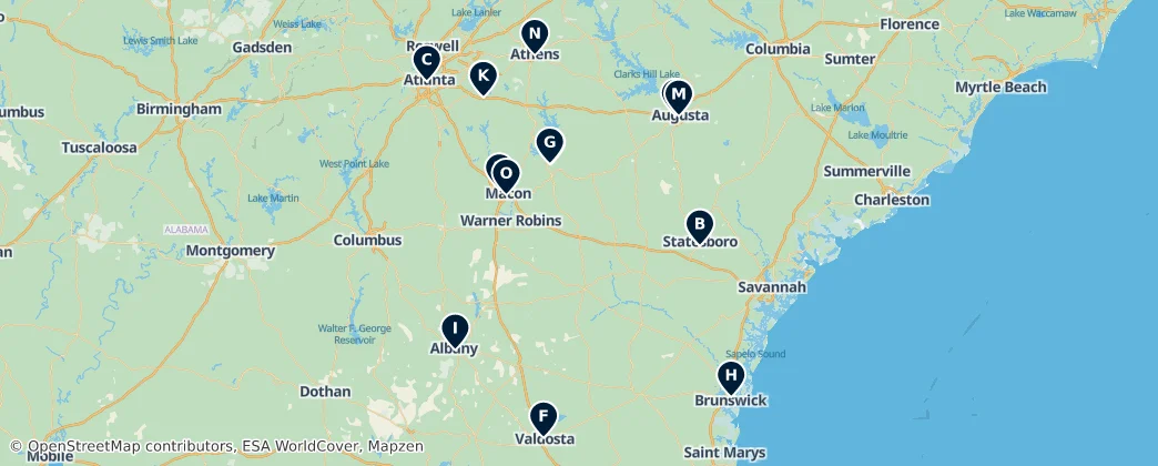 Map of Georgia Universities & Colleges