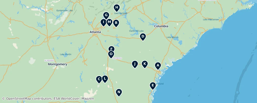 Mapa de Georgia's Airports