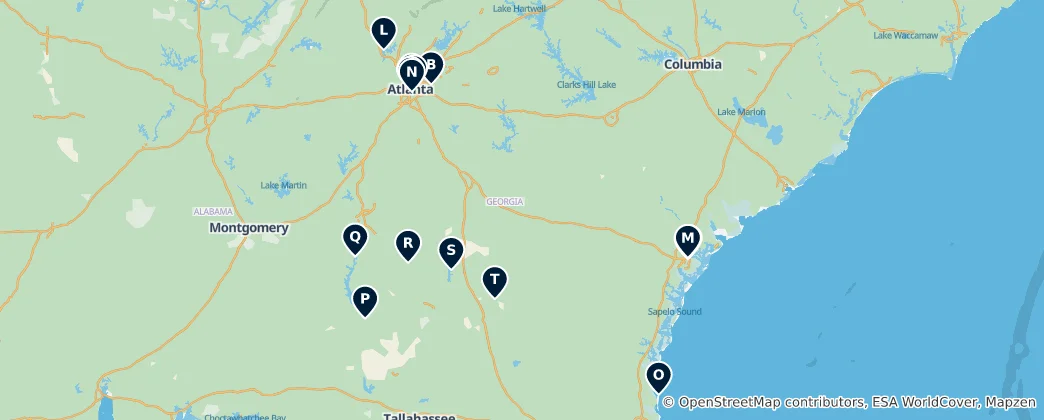 Mapa Georgia's Hidden Gems