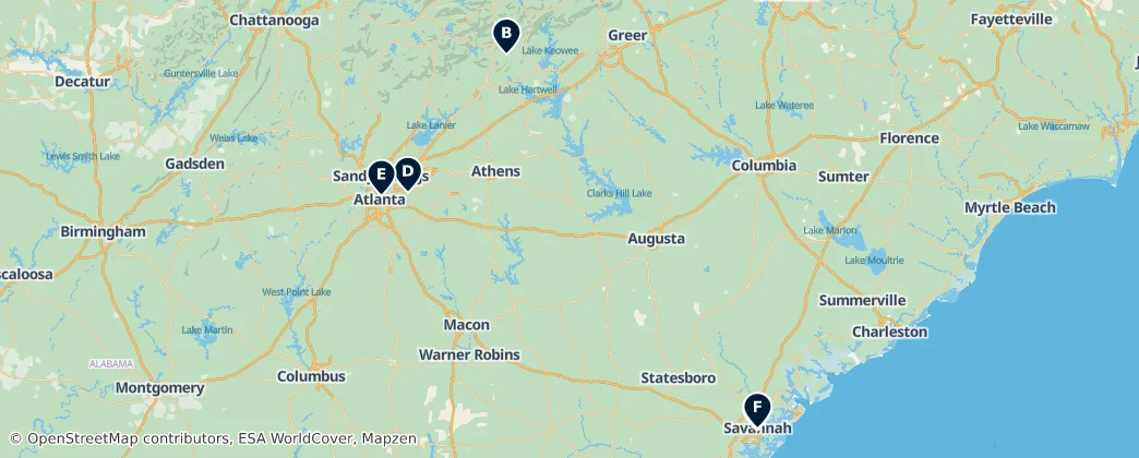 Map of Georgia's Natural and Historic Wonders