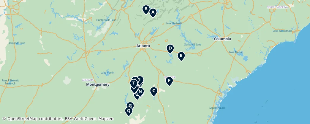 Map of Scenic Water Reservoirs & Dams