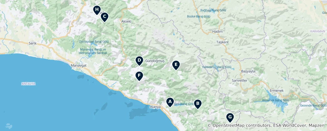 Mappa di Geyik Dağları Unmissables