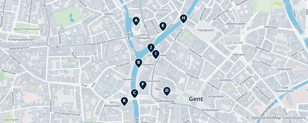 Karte von Gents unverzichtbare Essentials