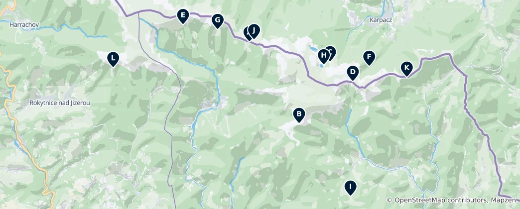 Mapa Iconic Mountain Huts