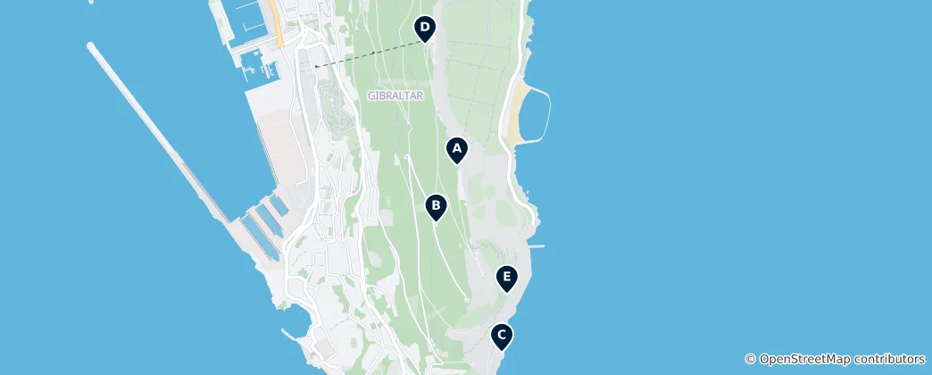 Mappa di Gibraltar's Natural Wonders