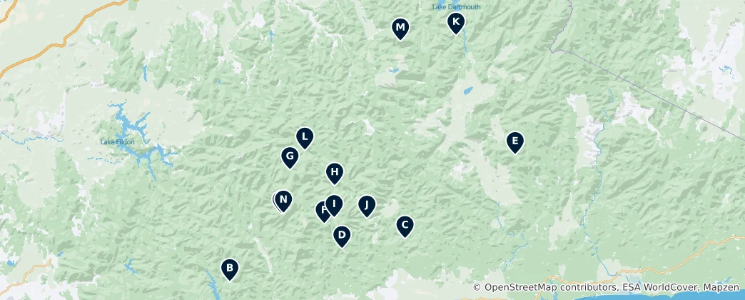 Mapa Historic Alpine Huts