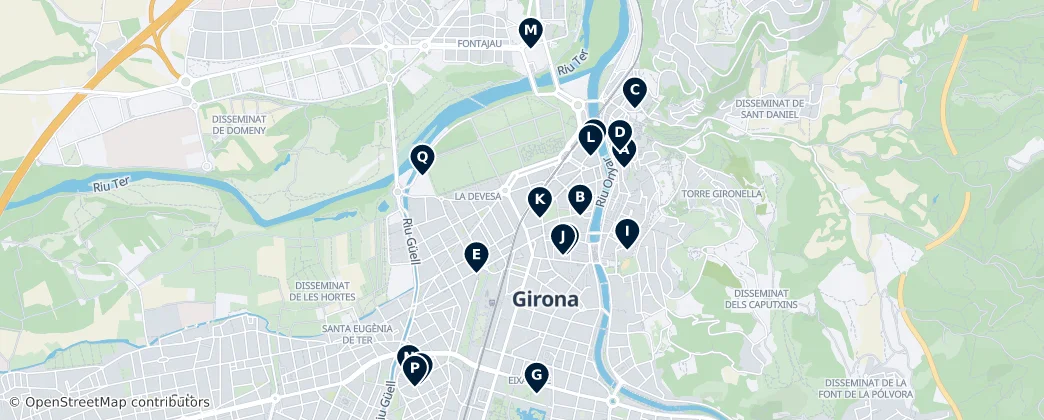 Map of Girona's Cultural Hubs