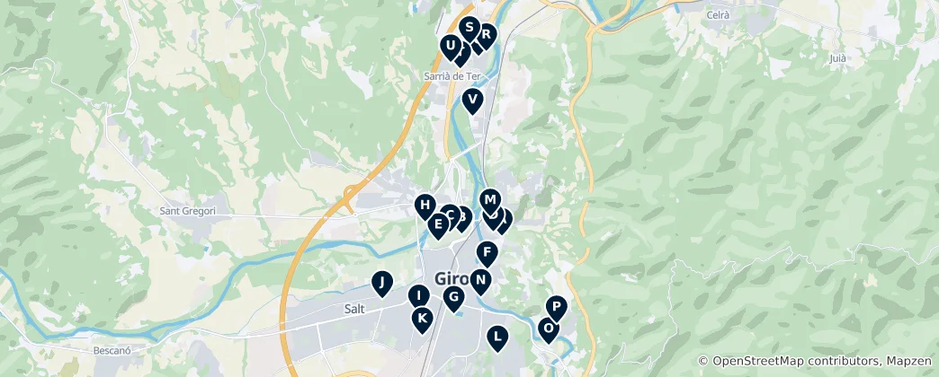 Mapa Girona's Parks and Gardens