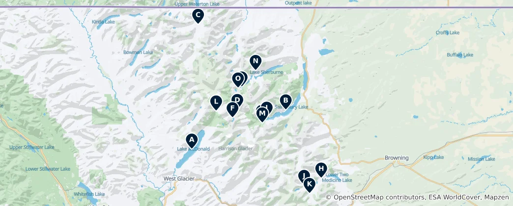 Mappa di Iconic Lakes and Waterfalls