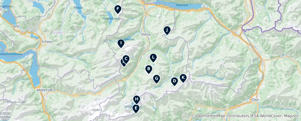Mappa di Alpine Huts and Shelters