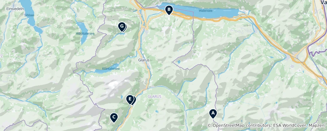 Mapa De Alpine Trail Markers & Paths