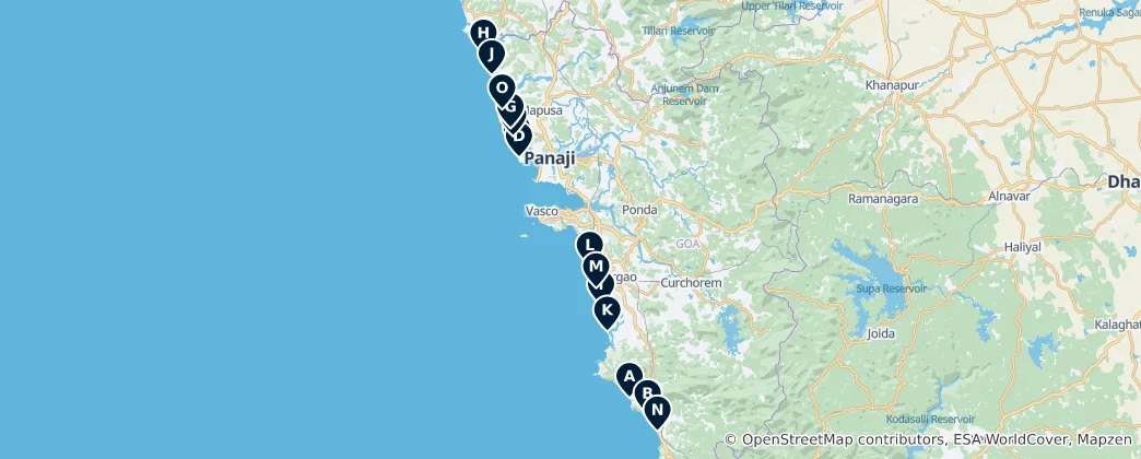 Mappa di Goa's Best Beaches