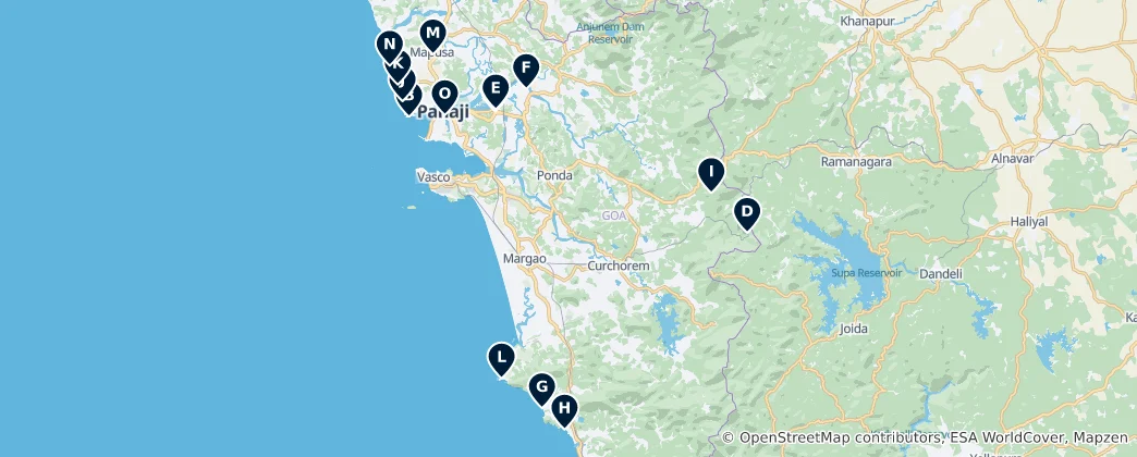 Mappa di Goa's Unmissable Treasures