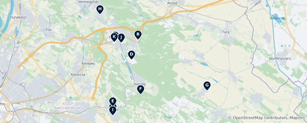 Map of Gödöllői járás Royal & Historic Essentials